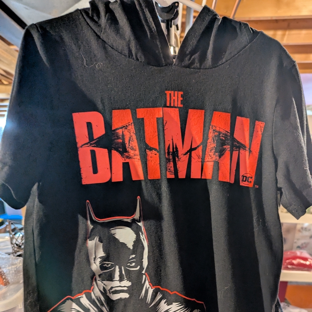 Boys The Batman Black Hoodie T-Shirt size 7
